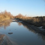une poche d'eau à traverser en voiture